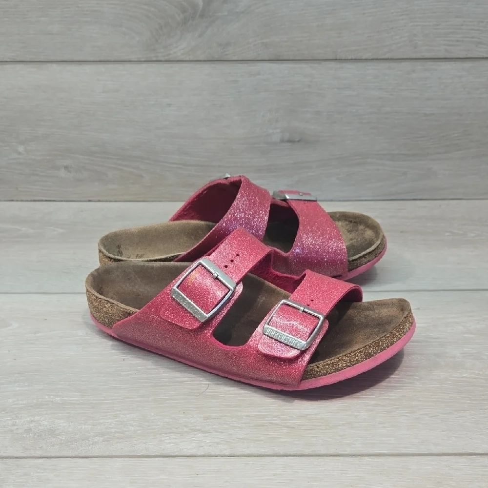 Birkenstock Women Glittery Pink Kids Girl Sandals Slide Shoes 34/3 Narrow